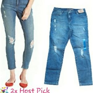 Ruff Hewn Petites' Rip Repair Skinny Jeans -  Size 14P Light Wash Jeans
